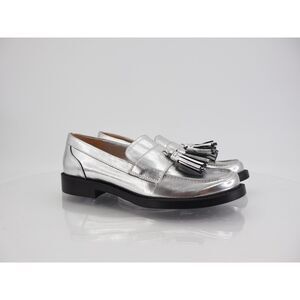 Franco Sarto Lucia Loafer Womens Size 7 M Silver Metallic Vegan Leather Tassel